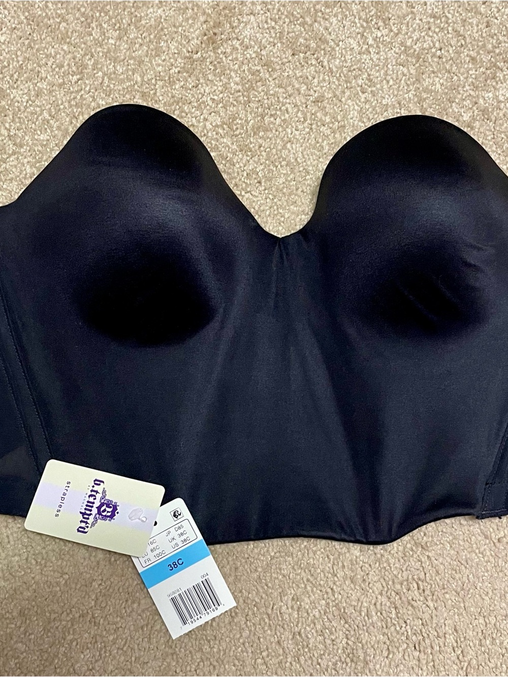 Strapless Longline Bustier Bra - Black